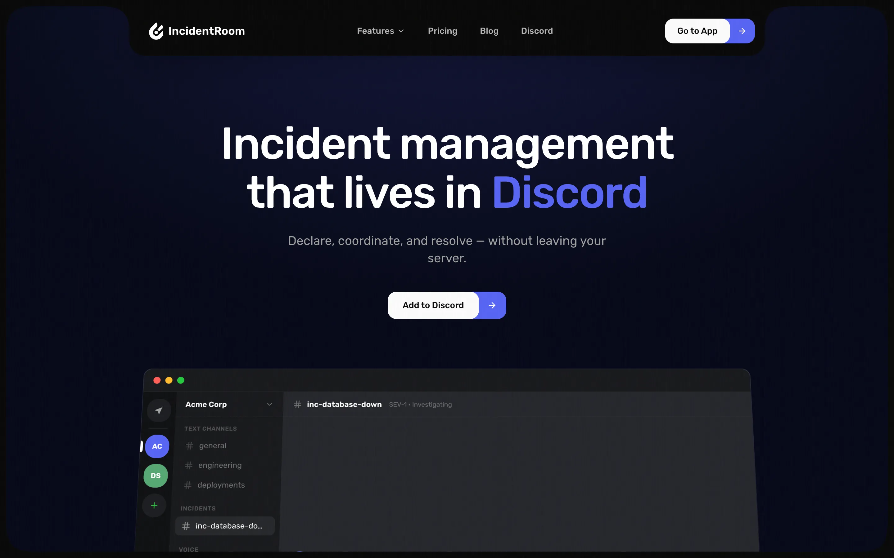 Dedicated incident channels
